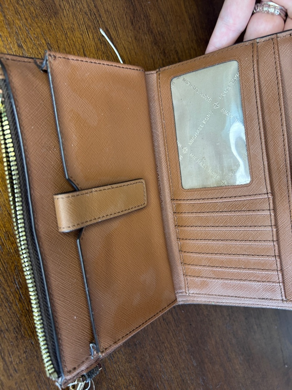 Michael Kors Wristlet Wallet Brown Logo | Zip Around | Card Holder |Wrist Strap - Picture 7 of 10
